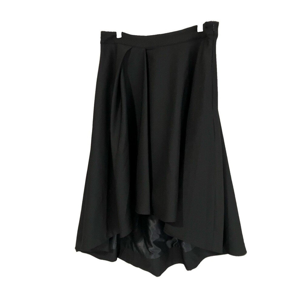 Gracia Black Lined Pleated Pockets Hi Low Asymmetrical Formal  Skirt Medium New